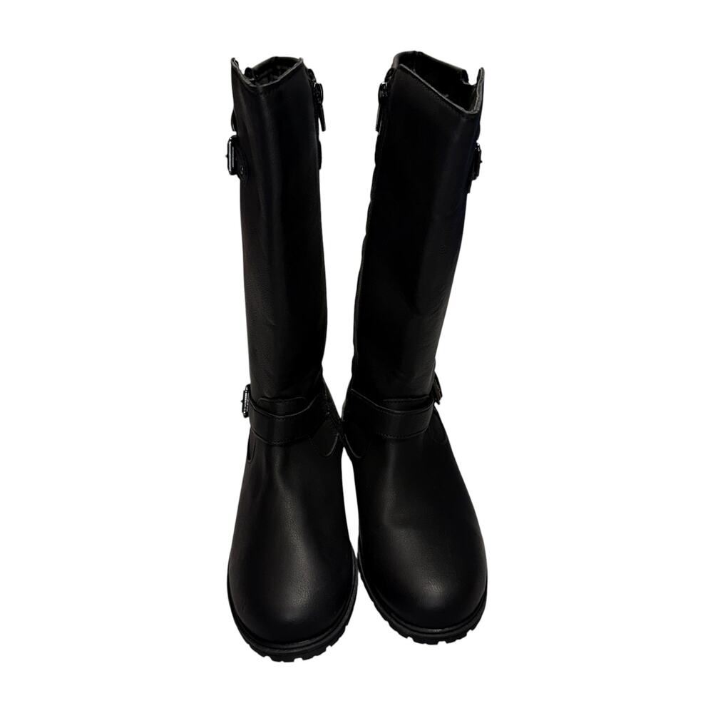 Tommy Hilfiger Hailey Black Quilted Knee High Moto Boot Size 5